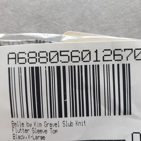 Belle By Kim Gravel Shirt Womens XL Black Slub Knit Flutter Sleeve V Neck Top - Picture 10 of 11